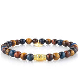 Bracciale Uomo Stone Richard occhio di tigre multicolor e argento