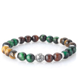 Bracciale Uomo Stone Green Island argento occhio di tigre multicolor. cod 443