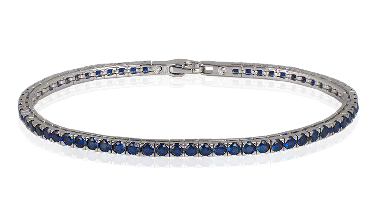 bracciale tennis argento, zirconi blue,  19,5 cm UBRT201BM