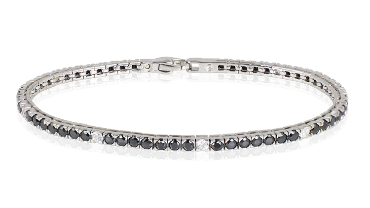 Bracciale tennis in argento, zirconi bianchi e neri, 19,5 cm UBRT251NWM