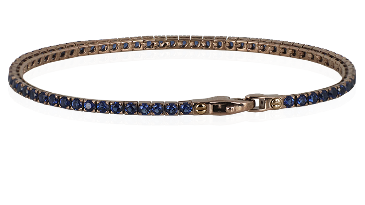 Bracciale tennis argento bronzato, zirconi blu, 19,5 cm UBRT253BM