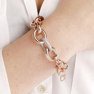 Bracciale Catena Rolo Maxi Maglie con Elemento Pavé