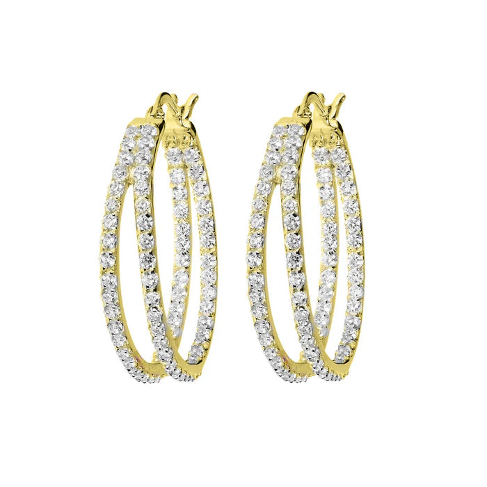 Orecchini Golden Doppio Cerchio con Cubic Zirconia SKU: WSBZ00885Y.WY