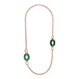 Collana Catena Rolo con Maglie Traforate e Agata Verde Ovale