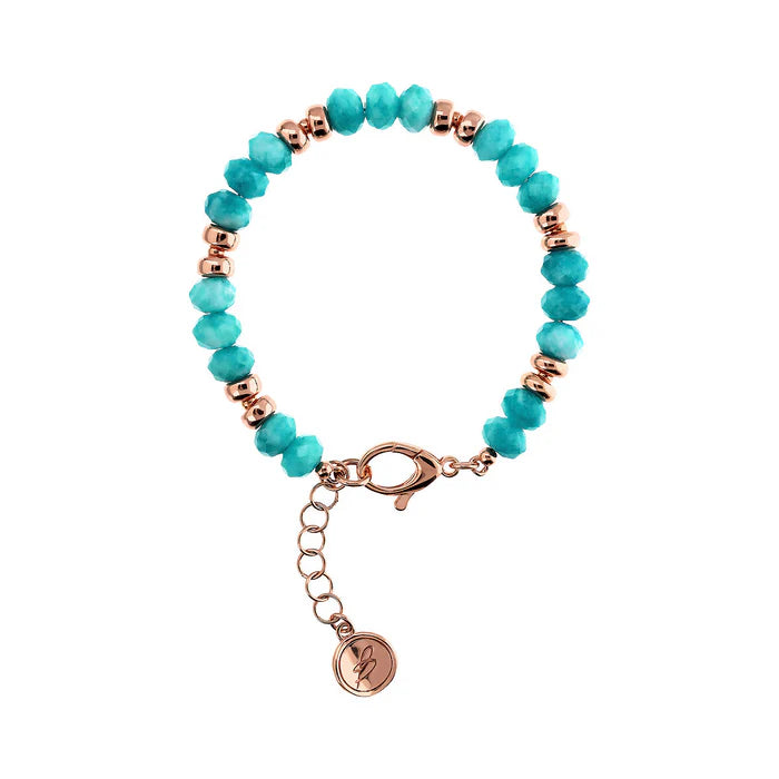 Bracciale con Rondelle Golden Rosé e Pietre Naturali Sfaccettate