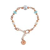 Bracciale con Rondelle in Pietra Naturale e Perle d'Acqua Dolce Ø 6/11 mm