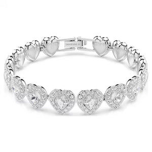 Bracciale Tennis Ariana Grande x Swarovski Taglio misto, Cuore, Bianco, Placcato rodio