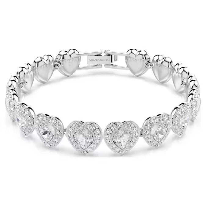 Bracciale Tennis Ariana Grande x Swarovski Taglio misto, Cuore, Bianco, Placcato rodio