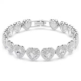 Bracciale Tennis Ariana Grande x Swarovski Taglio misto, Cuore, Bianco, Placcato rodio