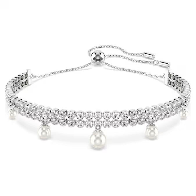 Braccialetto Ariana Grande x Swarovski Crystal Pearl, Taglio Round, Bianco, Placcato rodio