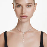 Collana a Y Ariana Grande x Swarovski Crystal Pearl, Taglio misto, Cuore, Bianco, Placcato rodio