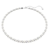 Collana Tennis Matrix Crystal Pearl, Taglio Round, Bianca, Placcato rodio